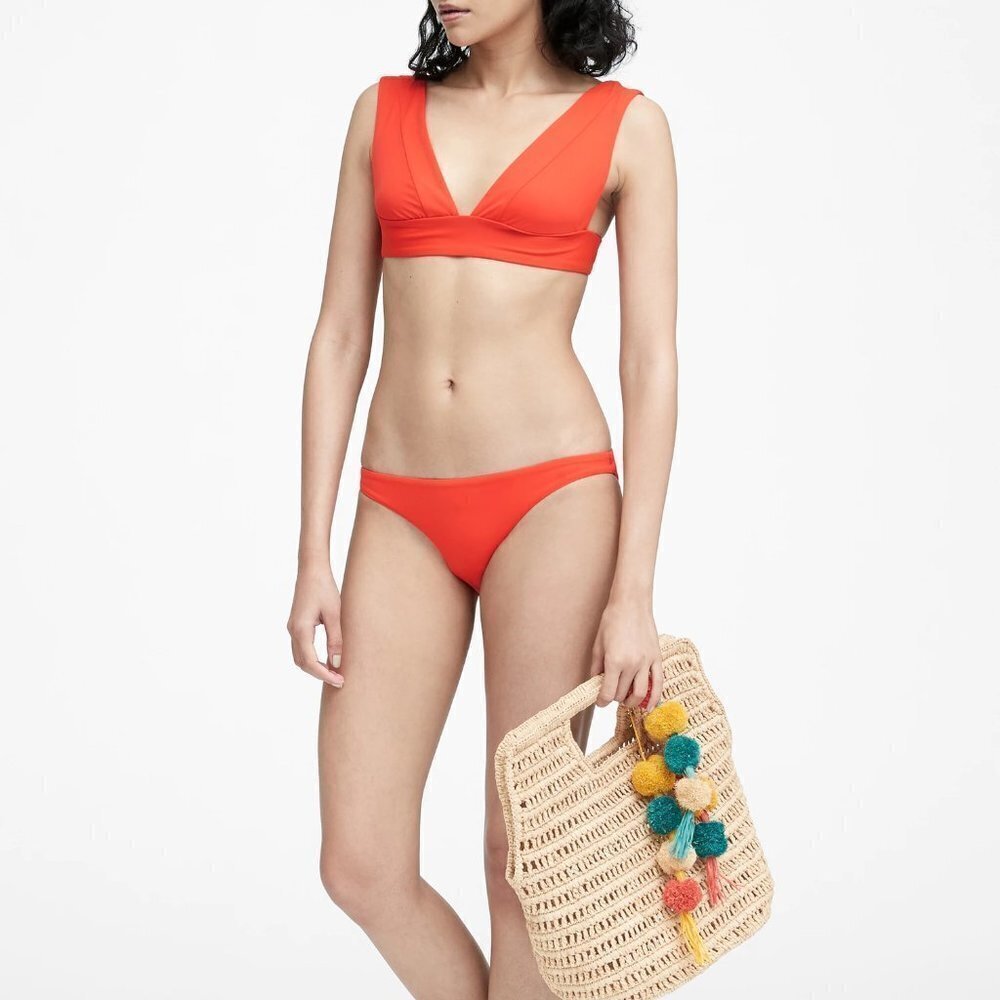 NWT Vitamin A Luciana bikini Swimsuit bottom Size 12 XL Ecolux Marisol solid Red